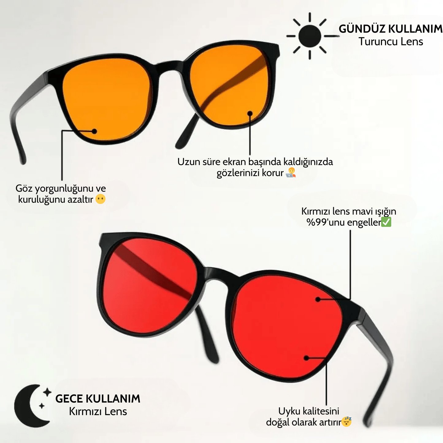 LodyMood™ Unisex Kırmızı Lens Mavi Işık Gözlük