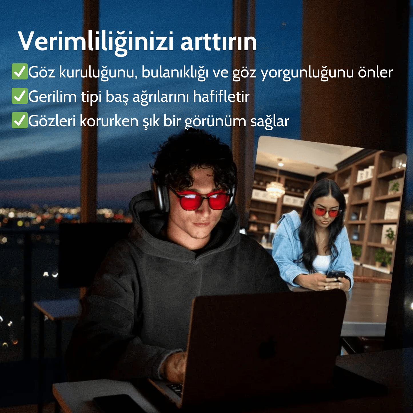 LodyMood™ Unisex Kırmızı Lens Mavi Işık Gözlük